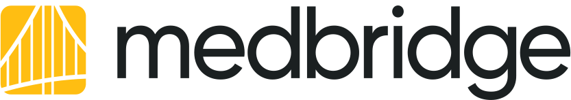 MedBridge logo with black text and a yellow icon of vertical lines on the left.